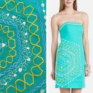 Lilly Pulitzer Bowen Comb Strapless Embroidered Dress - Size 6